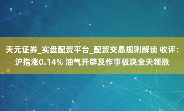 天元证券_实盘配资平台_配资交易规则解读 收评：沪指涨0.14% 油气开辟及作事板块全天领涨